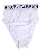 Dolce & Gabbana White Cotton Stretch High Waist Panty Underwear