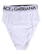 Dolce & Gabbana White Cotton Stretch High Waist Panty Underwear