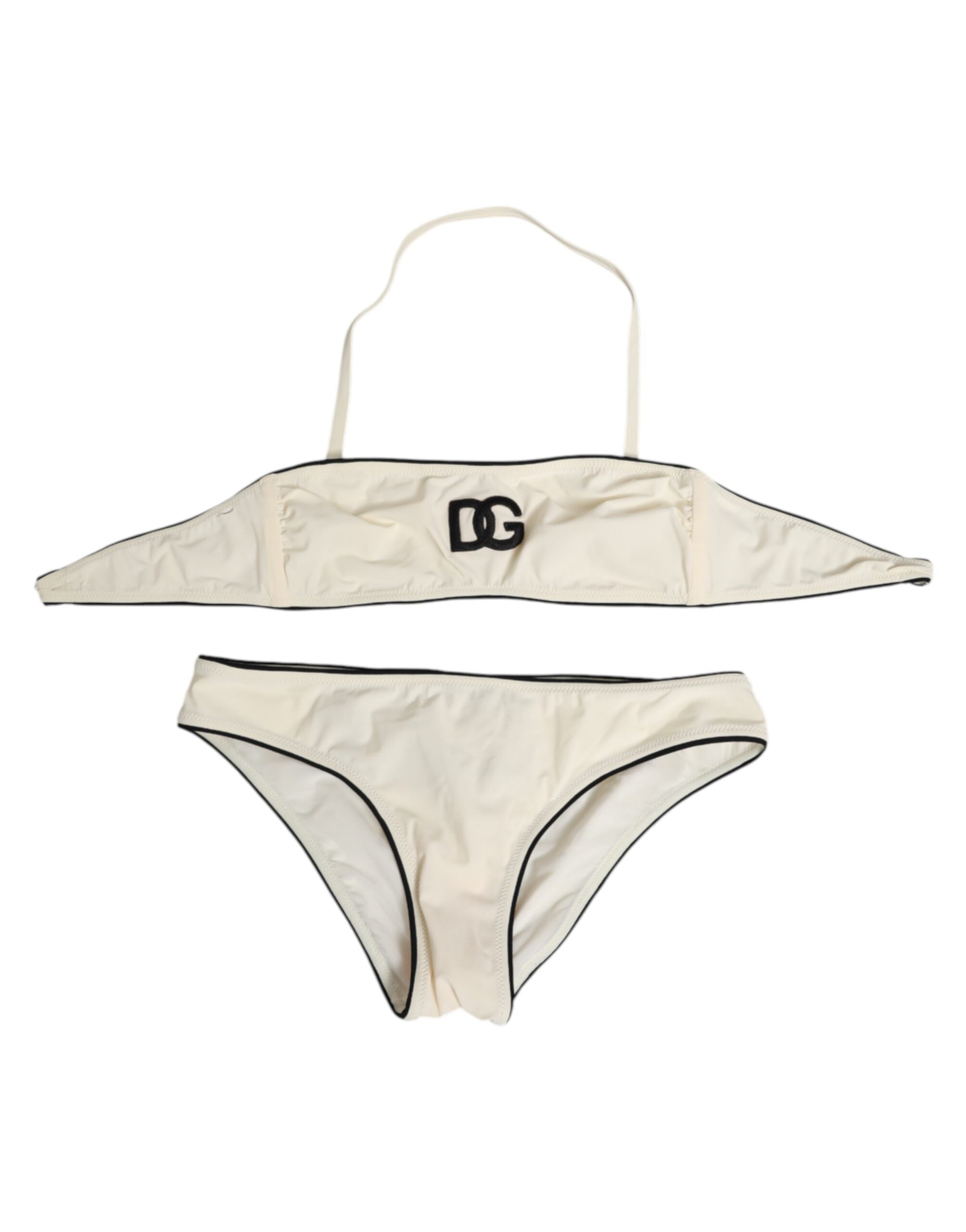 Dolce & Gabbana Beige Logo Swimsuit 2 Piece Top Bottom Swimwear