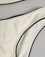 Dolce & Gabbana Beige Logo Swimsuit 2 Piece Top Bottom Swimwear