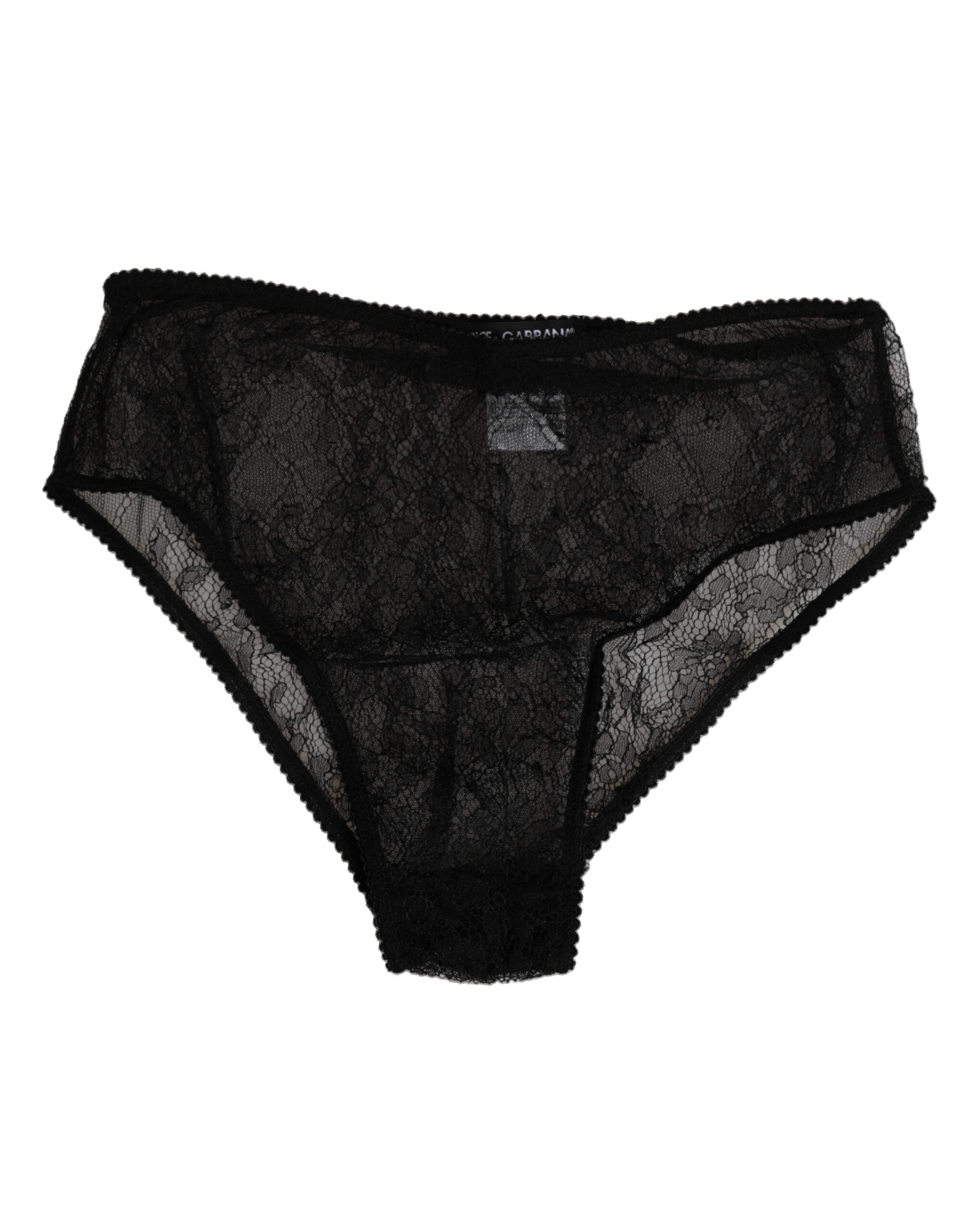 Dolce & Gabbana Black Nylon Stretch High Waist Panty Underwear
