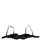 Dolce & Gabbana Black Silk Underwired Balconette Bra Underwear