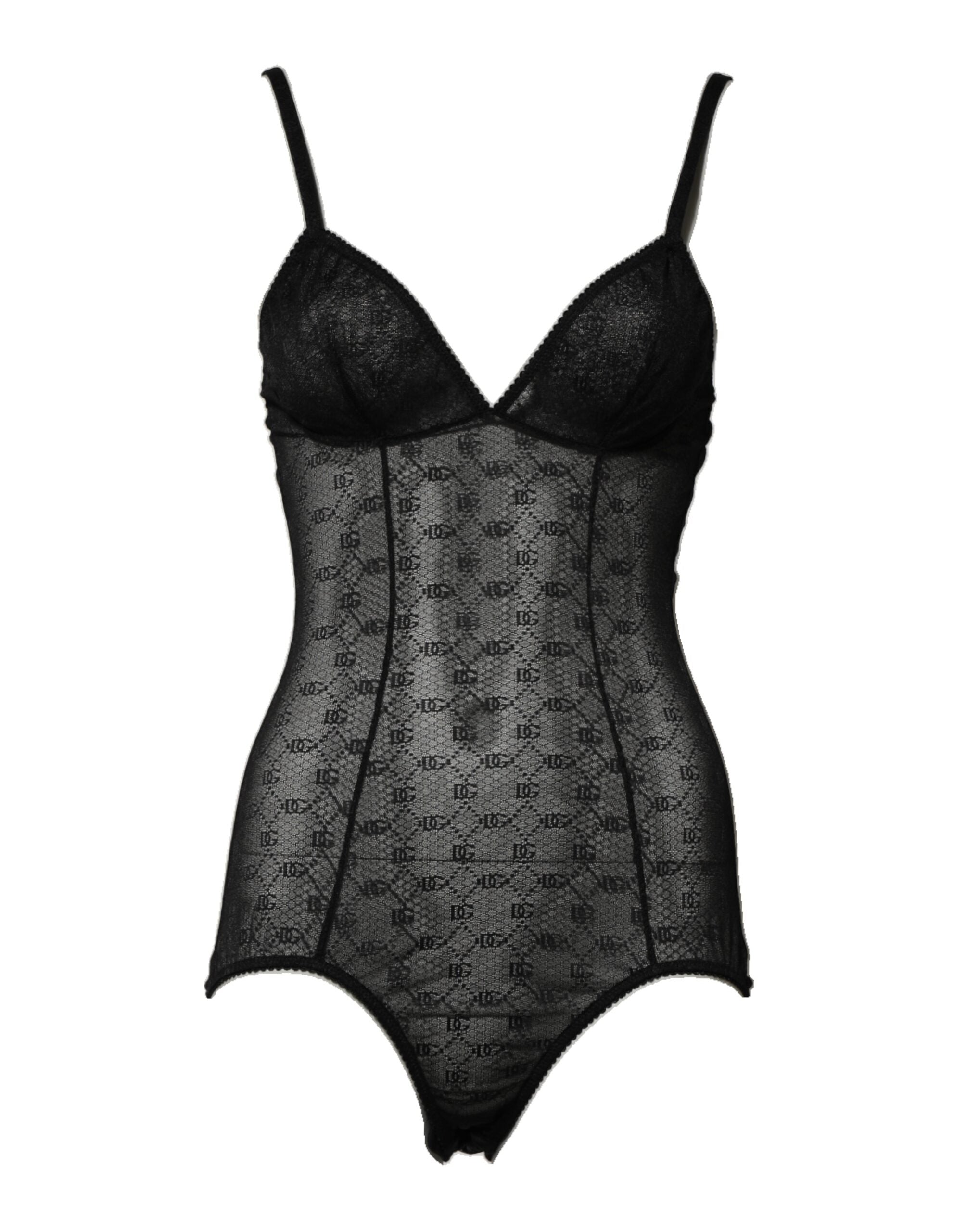 Dolce & Gabbana Black Nylon Stretch Bodysuit Lingerie Underwear