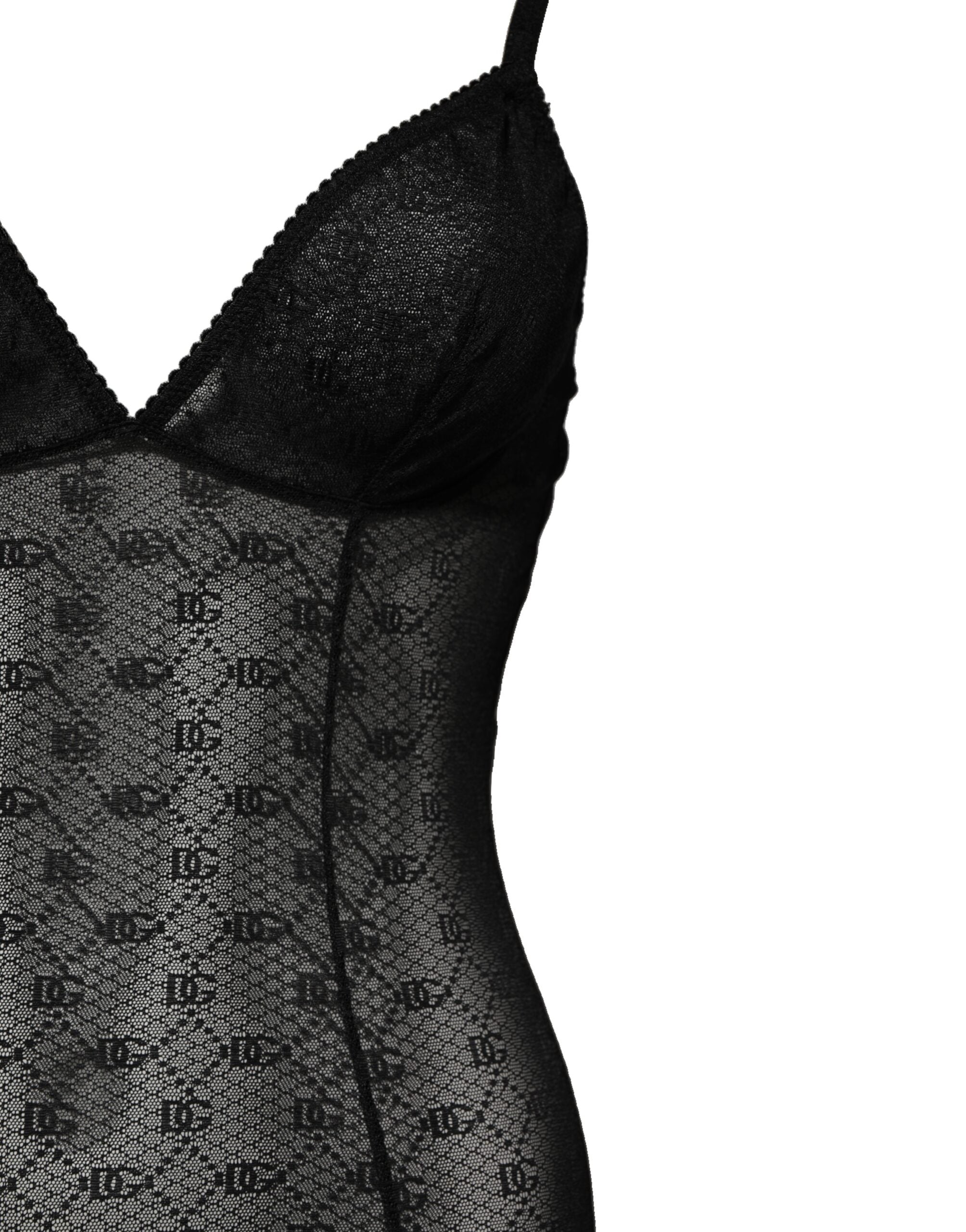 Dolce & Gabbana Black Nylon Stretch Bodysuit Lingerie Underwear