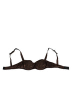 Dolce & Gabbana Brown Silk Underwired Balconette Bra Underwear