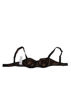 Dolce & Gabbana Brown Silk Underwired Balconette Bra Underwear