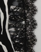 Dolce & Gabbana Black Silk Zebra Print Lace High Waist Underwear