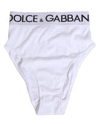 Dolce & Gabbana White Cotton Stretch High Waist Panty Underwear