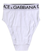 Dolce & Gabbana White Cotton Stretch High Waist Panty Underwear