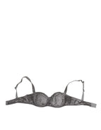Dolce & Gabbana Gray Silk Underwired Balconette Bra Underwear