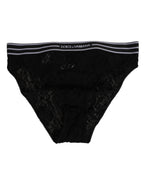 Dolce & Gabbana Black Lace Slip Brief Logo Waistband Underwear