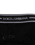 Dolce & Gabbana Black Lace Slip Brief Logo Waistband Underwear