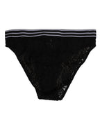 Dolce & Gabbana Black Lace Slip Brief Logo Waistband Underwear