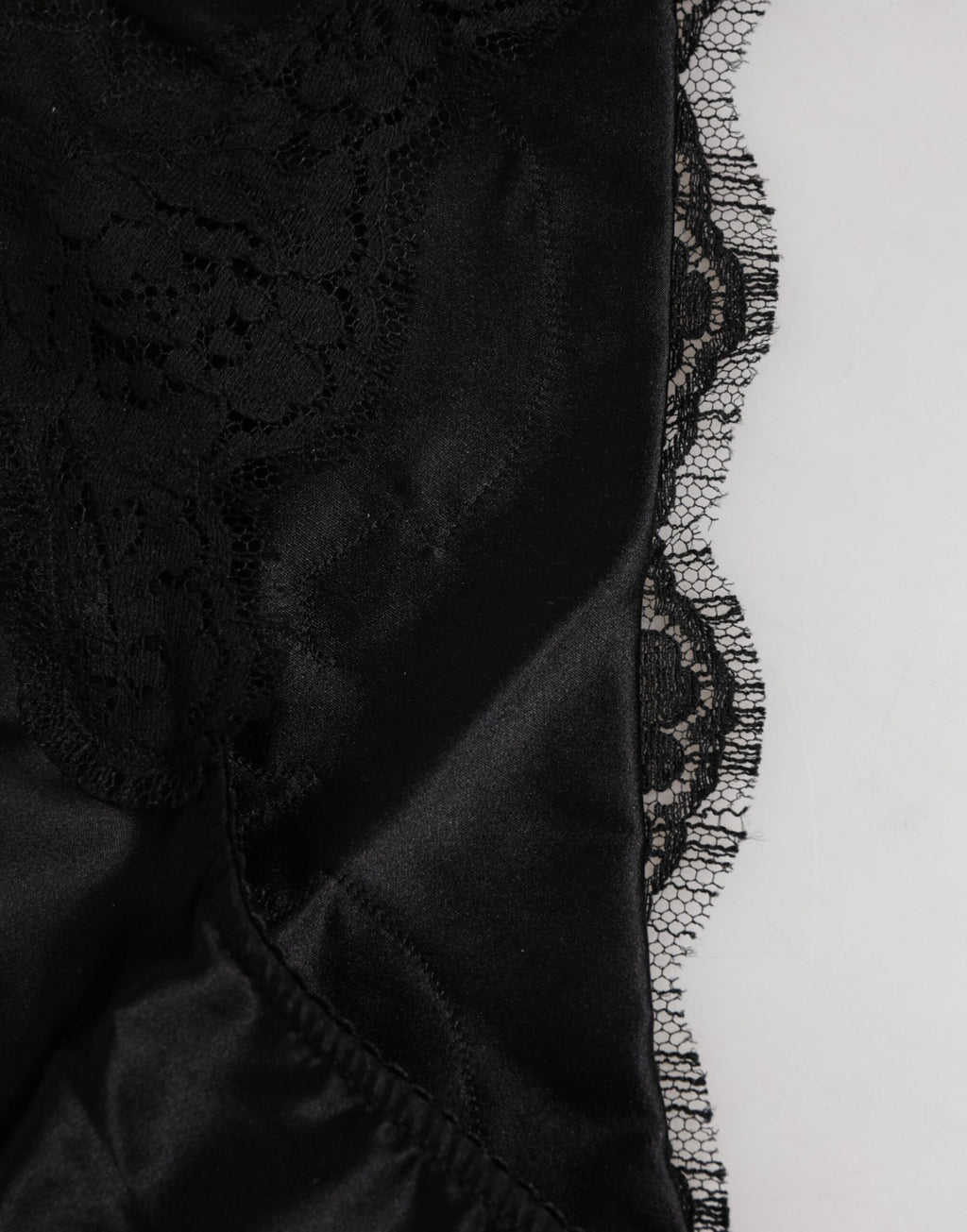 Dolce & Gabbana Black Silk Satin Floral Lace Panty Brief Underwear