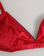 Dolce & Gabbana Red Silk Satin Triangle Soft Cup Br Underwear