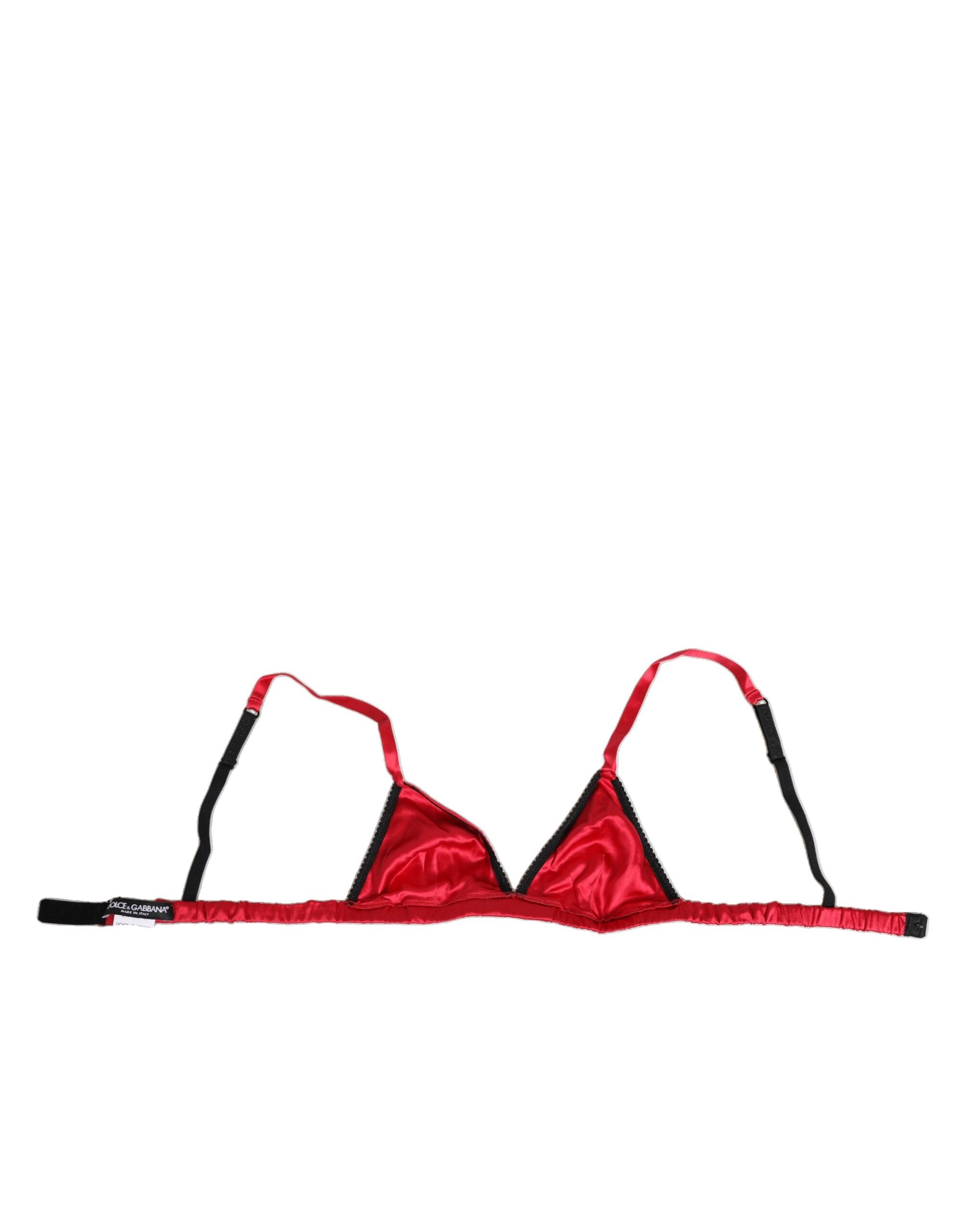 Dolce & Gabbana Red Silk Satin Triangle Soft Cup Br Underwear