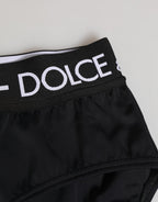 Dolce & Gabbana Black Nylon Logo Waistband Shorts Underwear