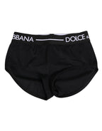 Dolce & Gabbana Black Nylon Logo Waistband Shorts Underwear