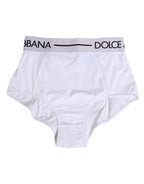 Dolce & Gabbana White Nylon Logo Waistband Coulotte Underwear