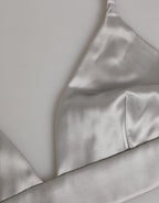 Dolce & Gabbana Gray Silk Satin Triangle Soft Cup Bra Underwear
