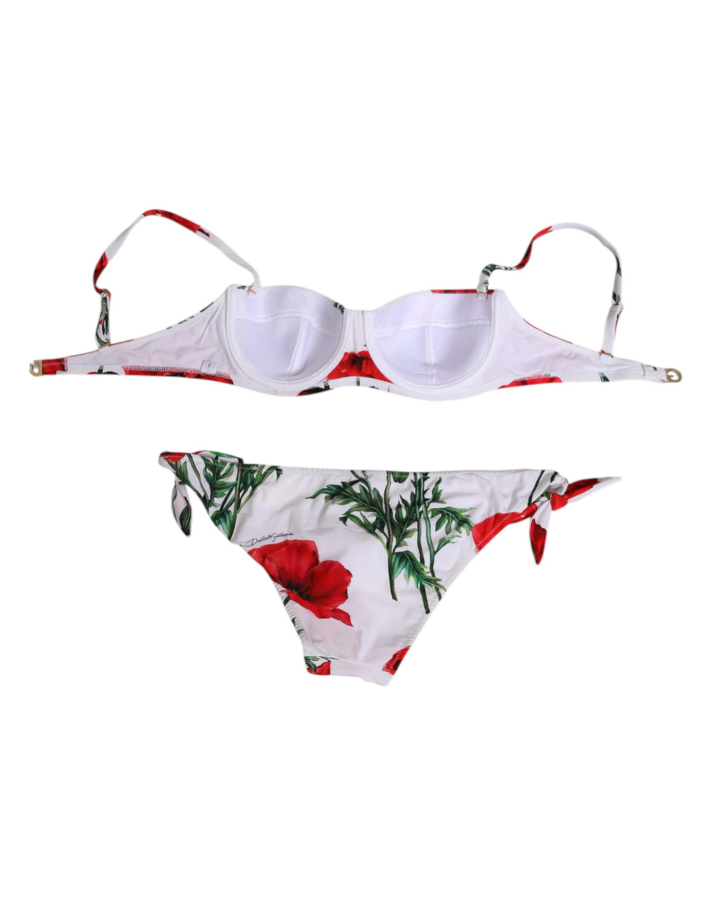 Dolce & Gabbana White Floral Swimsuit 2 Piece Top Bottom Swimwear