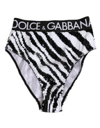 Dolce & Gabbana Black White Stripes High Waist Panty Underwear