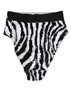 Dolce & Gabbana Black White Stripes High Waist Panty Underwear