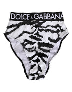 Dolce & Gabbana Black White Sequin High Waist Panty Underwear