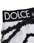 Dolce & Gabbana Black White Sequin High Waist Panty Underwear