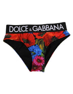Dolce & Gabbana Black Floral Print High Waist Panty Underwear