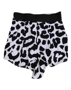 Dolce & Gabbana White Leopard Nylon High Waist Girdle Underwear