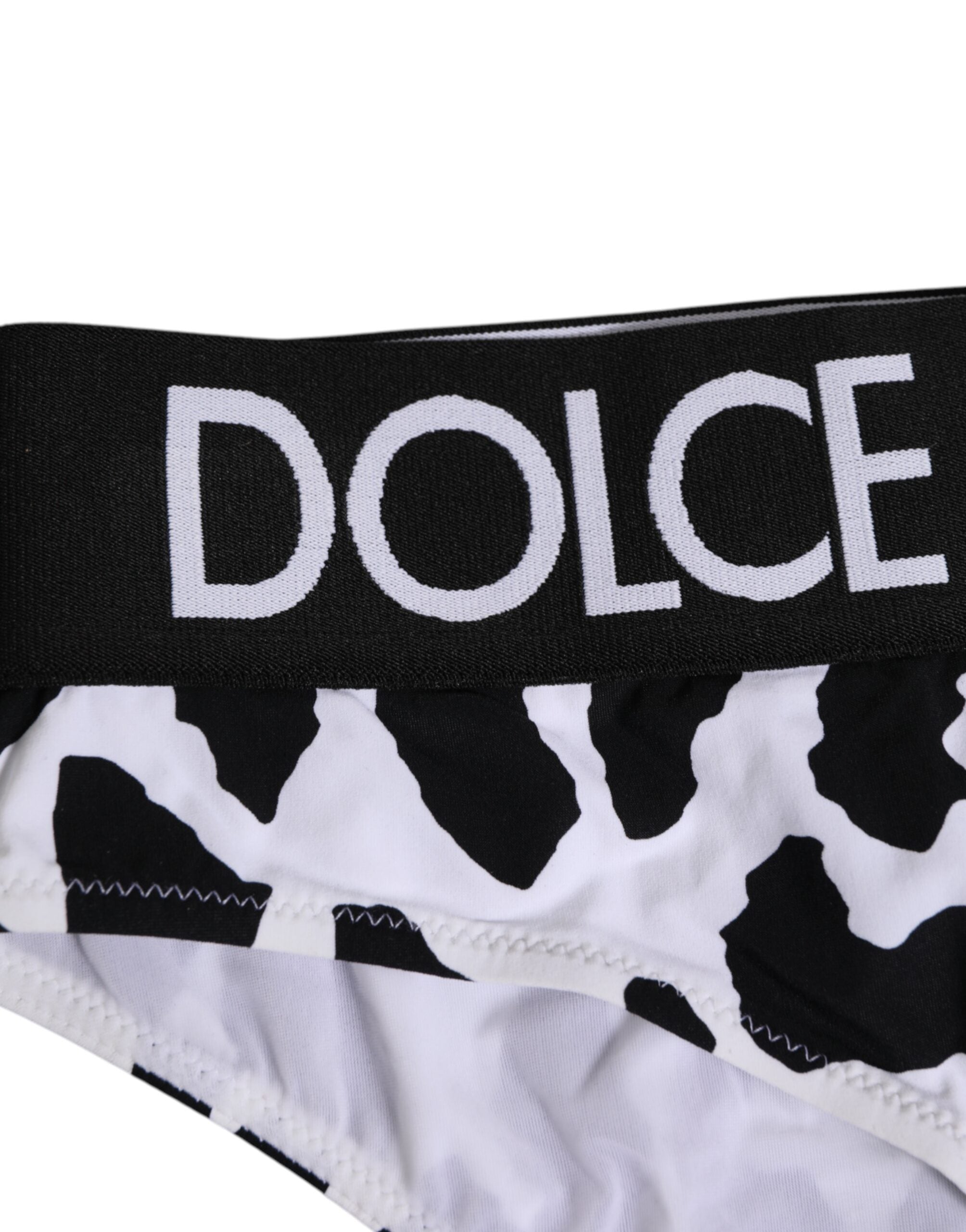 Dolce & Gabbana White Leopard Nylon High Waist Panty Underwear