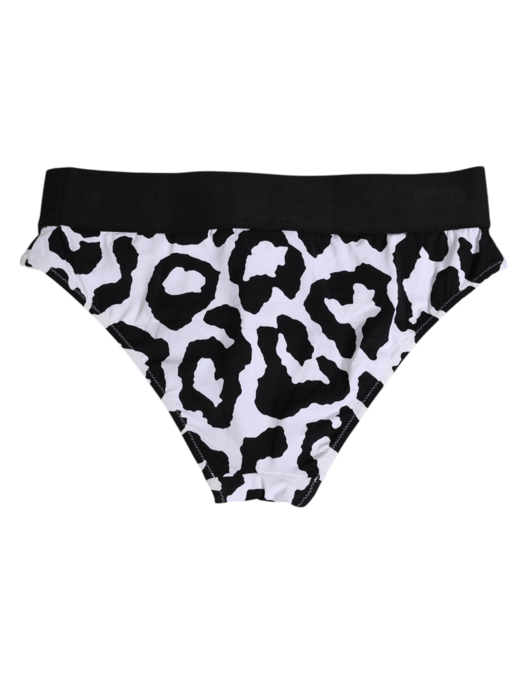 Dolce & Gabbana White Leopard Nylon High Waist Panty Underwear