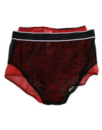Dolce & Gabbana Black Red Nylon High Waist Girdle Underwear