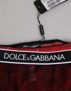 Dolce & Gabbana Black Red Nylon High Waist Girdle Underwear