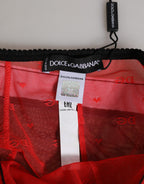 Dolce & Gabbana Black Red Nylon High Waist Girdle Underwear