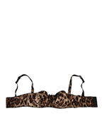 Dolce & Gabbana Brown Leopard Silk Balconnet Bra Underwear