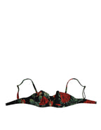 Dolce & Gabbana Black Floral Nylon Padded Balconnet Bra Underwear