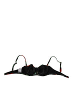 Dolce & Gabbana Black Floral Nylon Padded Balconnet Bra Underwear