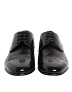 Dolce & Gabbana Black Calfskin Leather Derby Men Dress Shoes