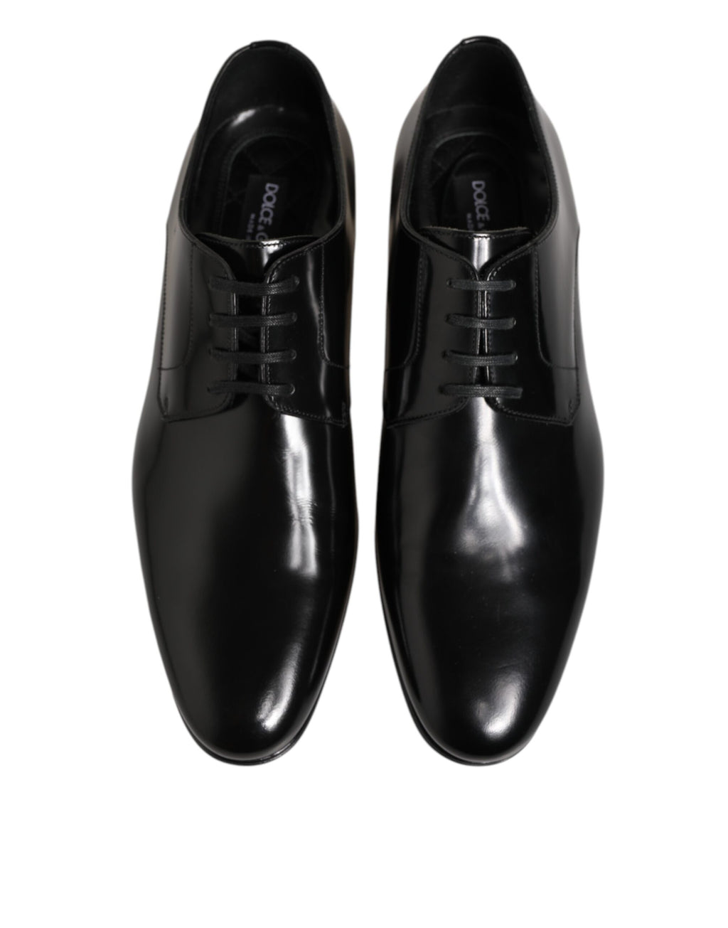 Dolce & Gabbana Black Calfskin Leather Derby Men Dress Shoes