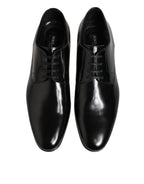 Dolce & Gabbana Black Calfskin Leather Derby Men Dress Shoes