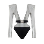 Dolce & Gabbana Gray Viscose One-Piece Swimsuit