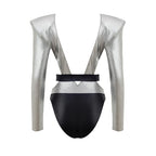 Dolce & Gabbana Gray Viscose One-Piece Swimsuit