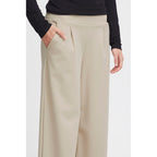 ICHI Beige Recycled Polyurethane Casual Pants
