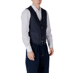 Gianni Lupo Blue Cotton Waistcoat