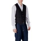 Gianni Lupo Black Cotton Waistcoat