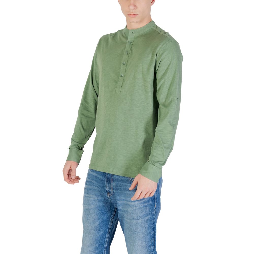 Gianni Lupo Green Cotton Long Sleeve T-Shirt
