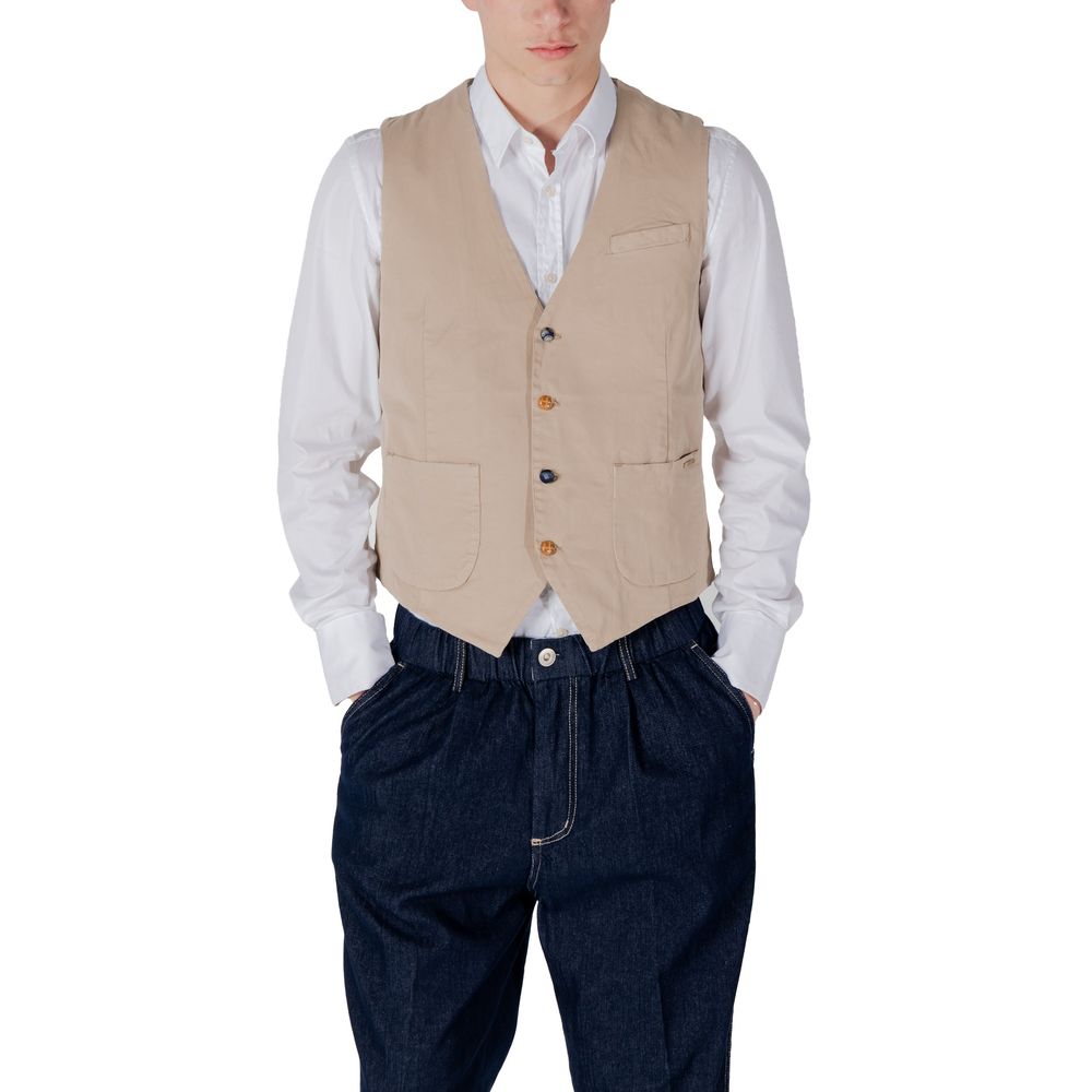 Gianni Lupo Beige Cotton Waistcoat