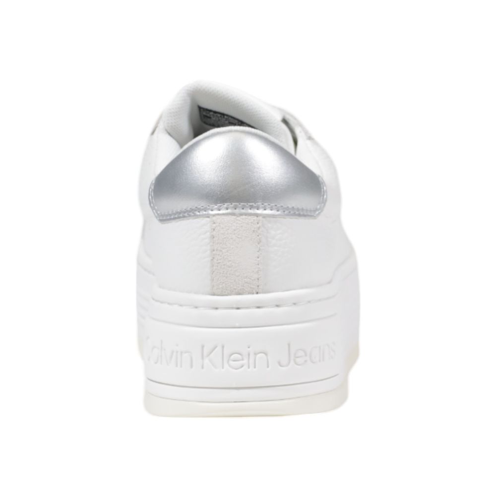 Calvin Klein Jeans Silver Leather Platform Sneakers